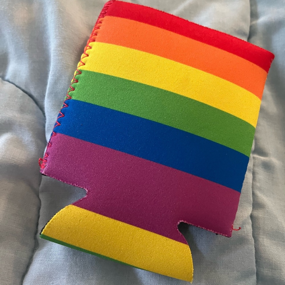 Rainbow can koozie